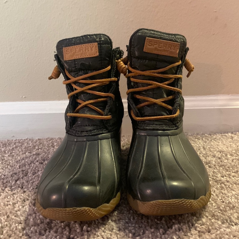 Sperry, black, duck boots